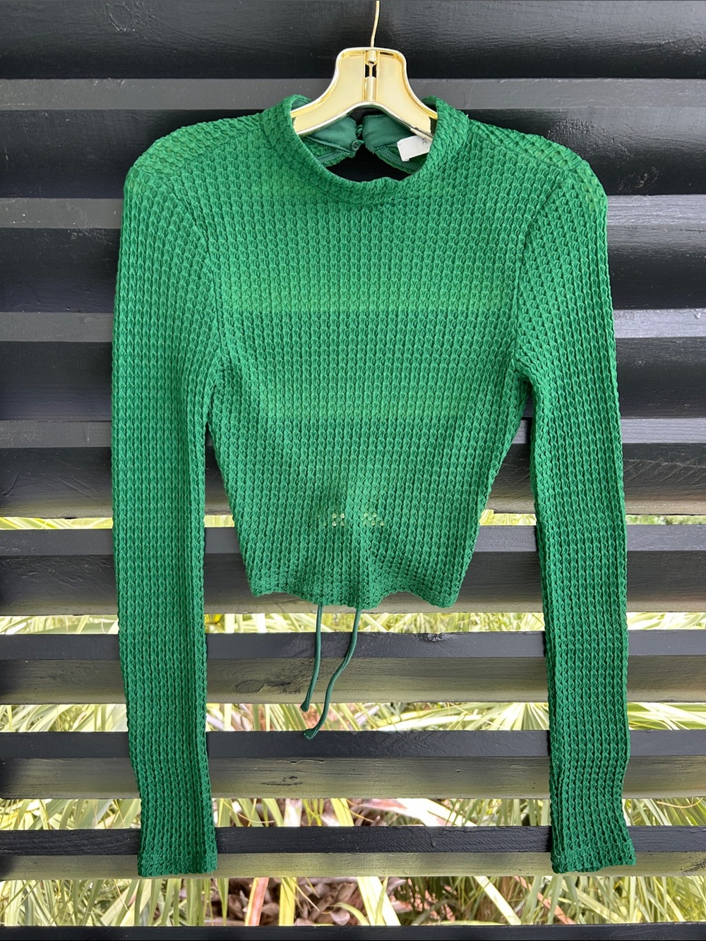 Astr The Label Green Open Back Top